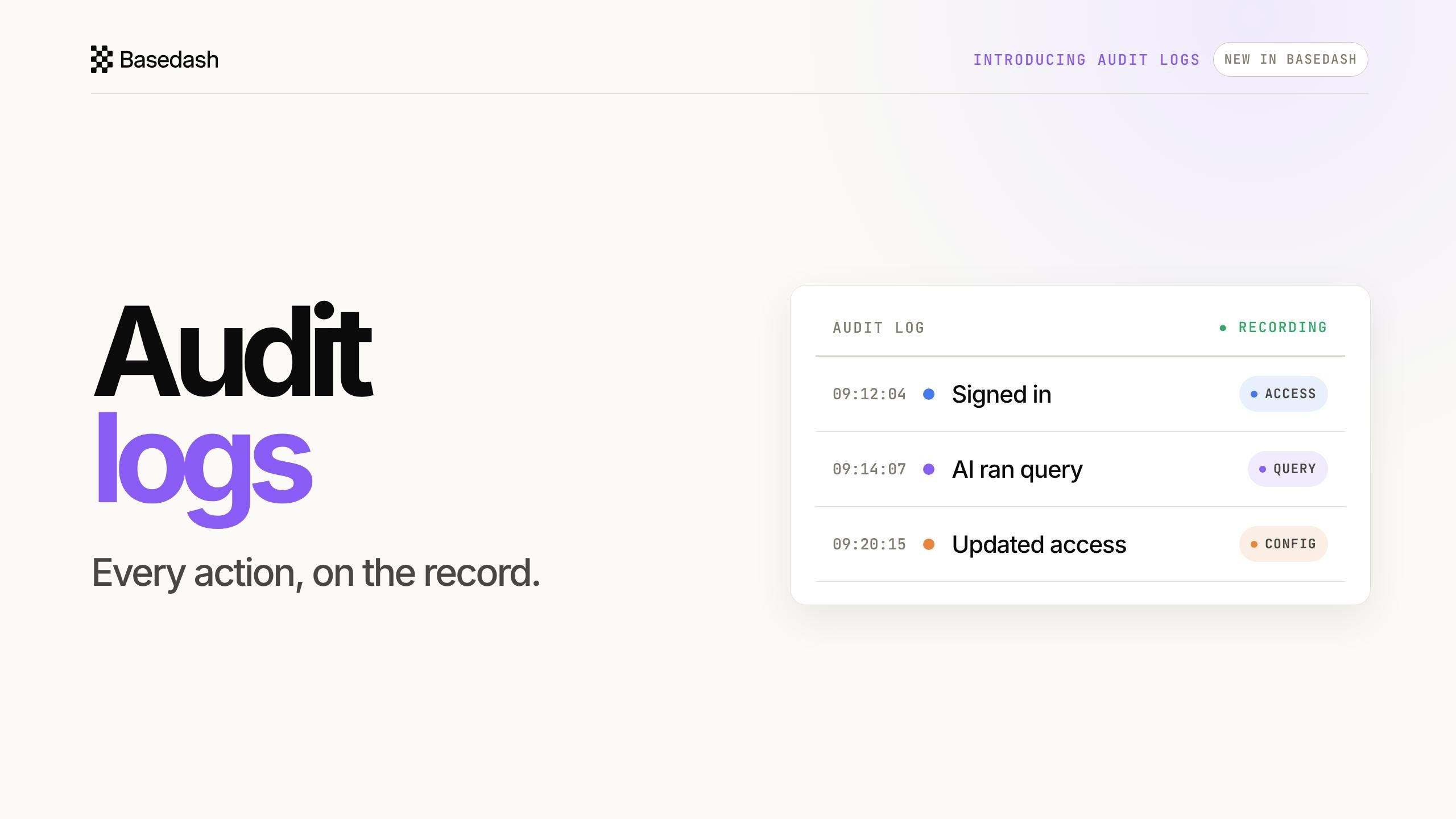 Basedash Audit Logs screenshot 1