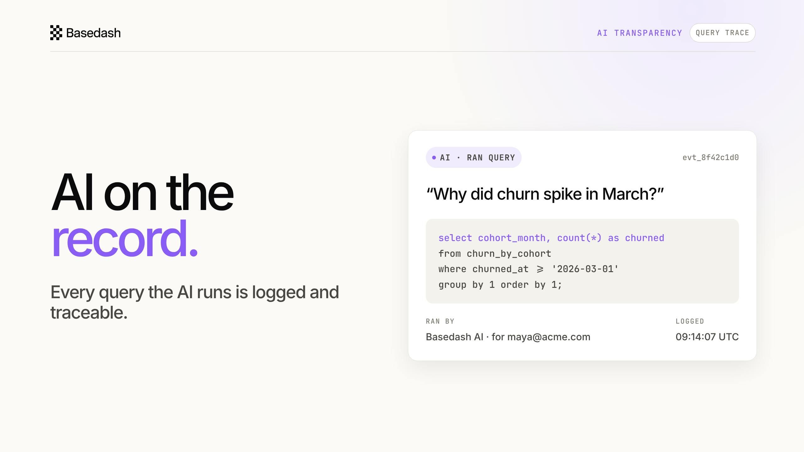 Basedash Audit Logs screenshot 3